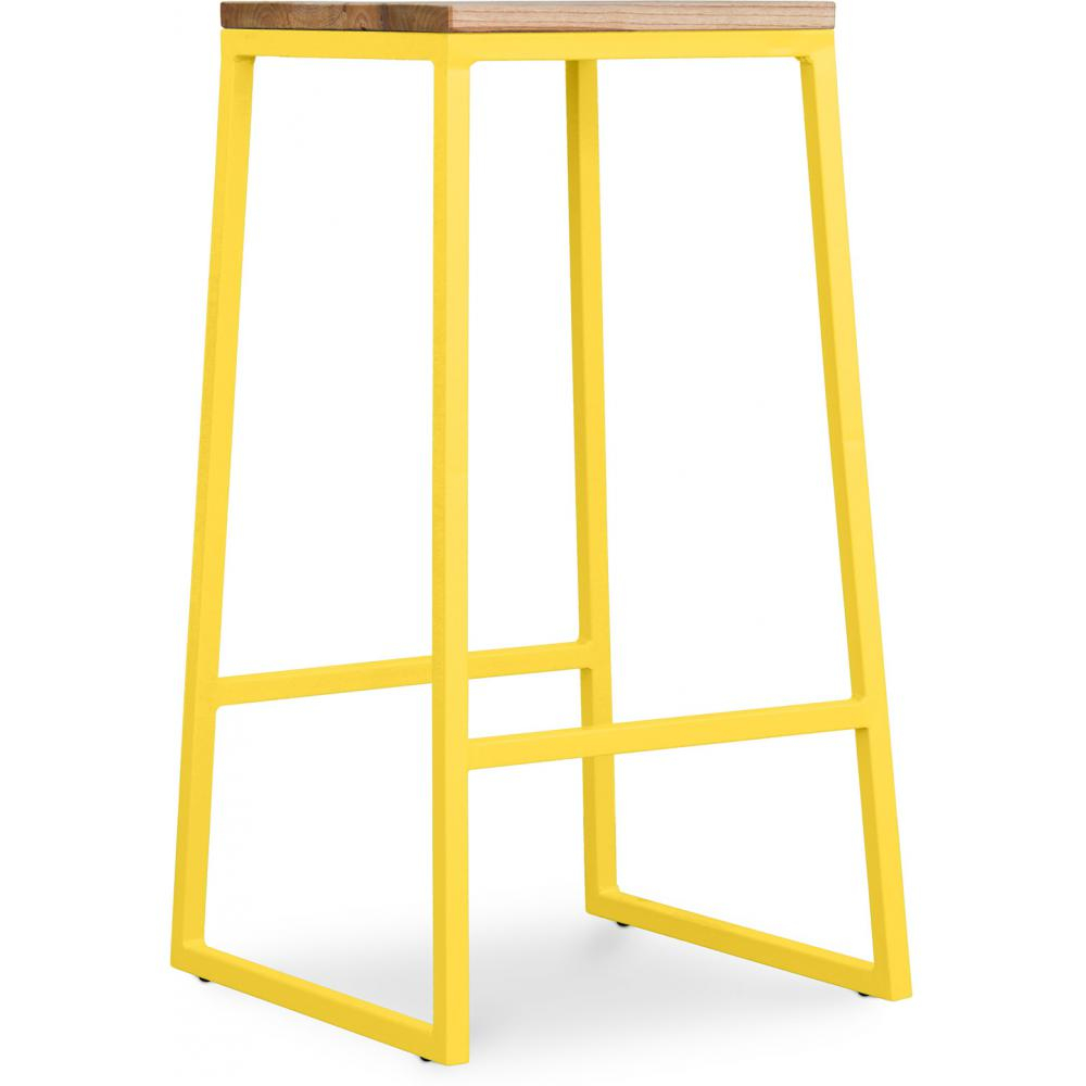  Buy Industrial Design Stool - Wood & Metal - 76cm - Big Boy Yellow 58415 - in the EU