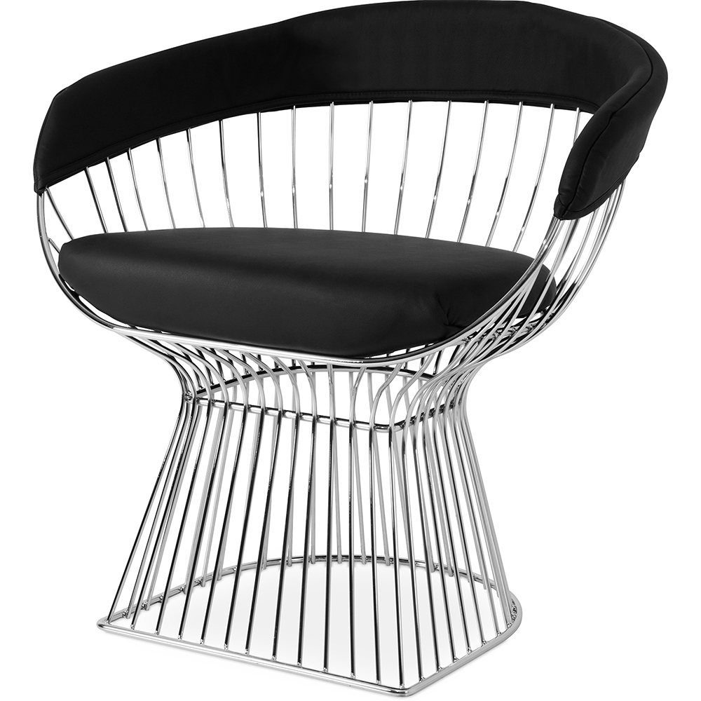 Buy Dining Chair with Armrests - Leather and Metal - Barrel Black 16843 - in the EU