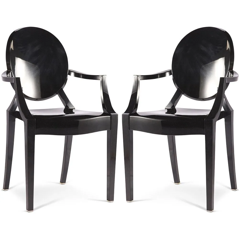 Pack of 2 Transparent Dining Chairs - Armrest Design - Louis XIV image 8