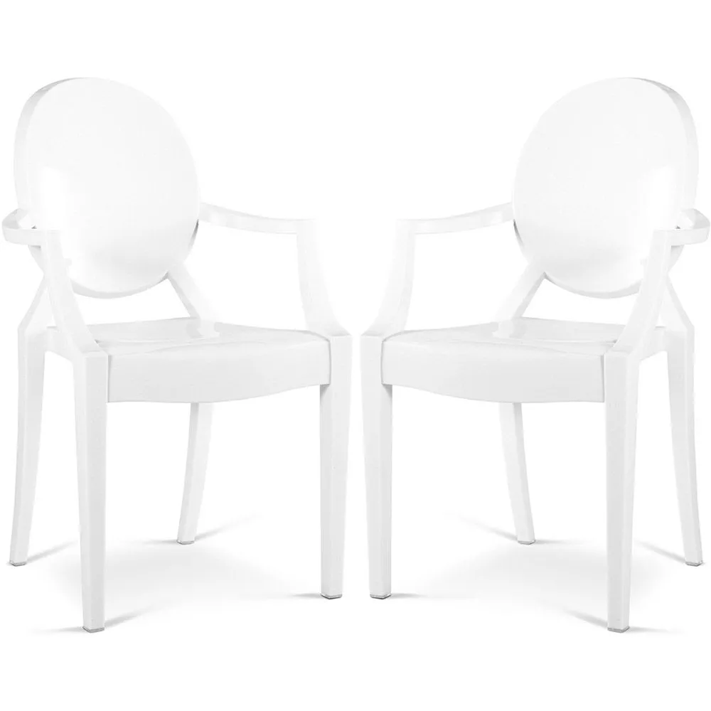 Pack of 2 Transparent Dining Chairs - Armrest Design - Louis XIV image 8