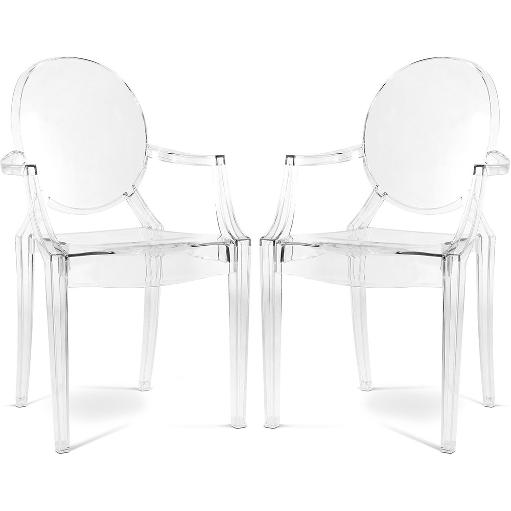  Buy Pack of 2 Transparent Dining Chairs - Armrest Design - Louis XIV Transparent 58735 - in the EU