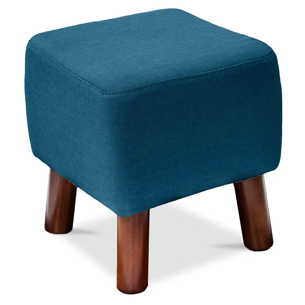 Square Footstool - Linen Upholstered - Wood - Nor image 8