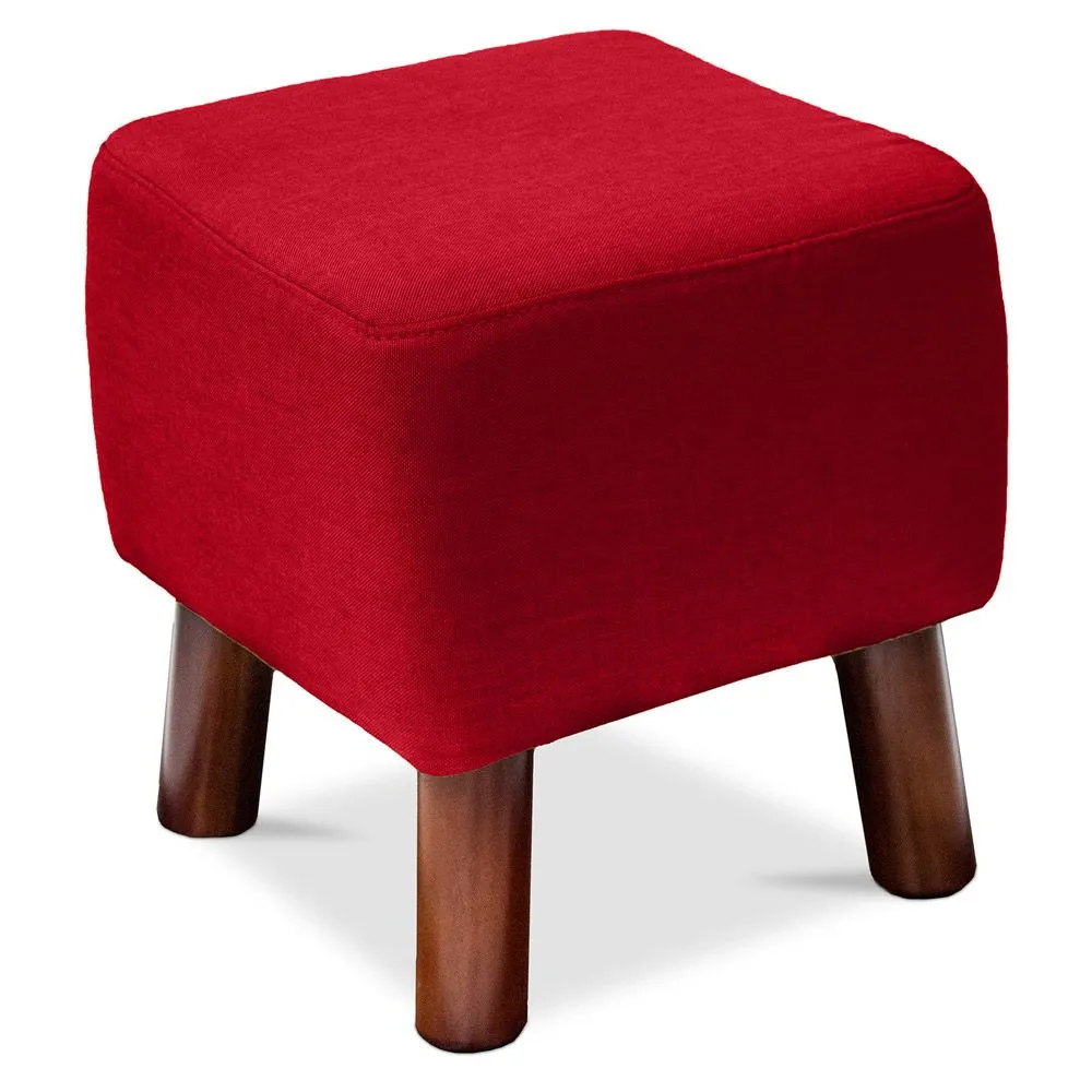 Square Footstool - Linen Upholstered - Wood - Nor image 8