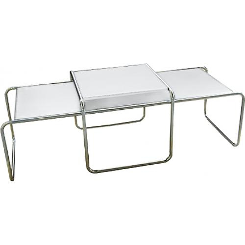  Buy Set of 2 Stackable Coffee Tables - Wood and Steel - Lacky White 13310 - in the EU