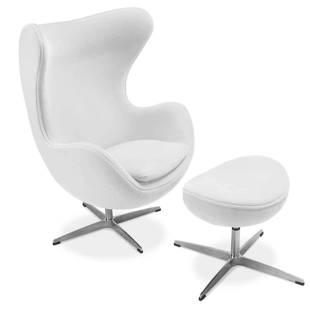  Buy  Egg design armchair with footrest - Fabric upholstered - Brave White 13657 - in the EU