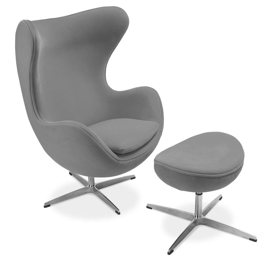  Buy  Egg design armchair with footrest - Fabric upholstered - Brave Light grey 13657 - in the EU