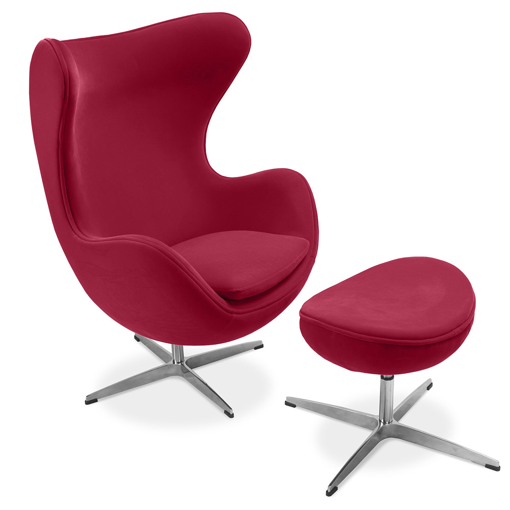  Buy  Egg design armchair with footrest - Fabric upholstered - Brave Red 13657 - in the EU