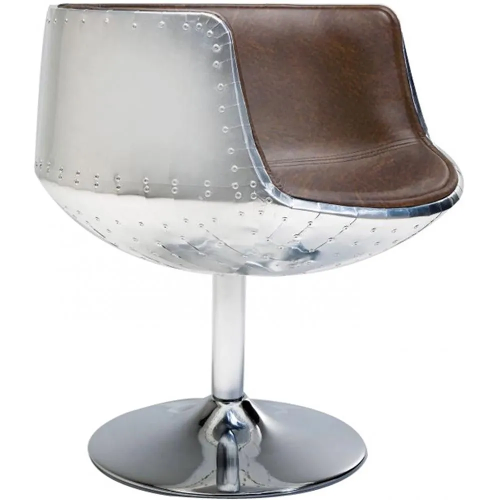 Lounge Chair - Design Chair - Leatherette and Metal - Cognac image 8
