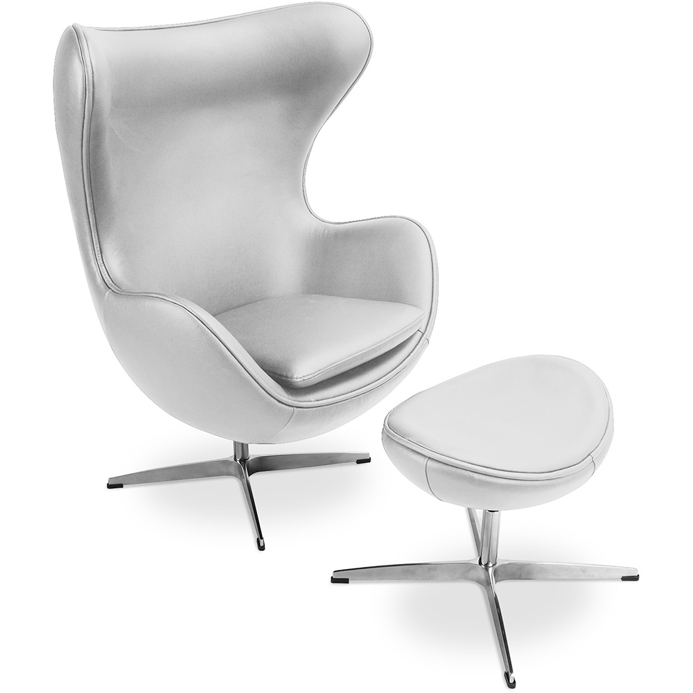  Buy  Design armchair with footrest - Leather upholstered - Brave White 13661 - in the EU