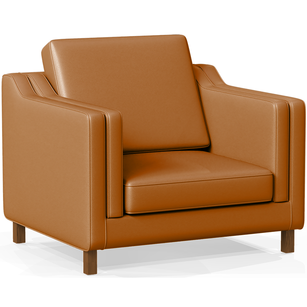  Buy Armchair with Armrests - Upholstered in Leather - Mattathais Light brown 15447 - in the EU