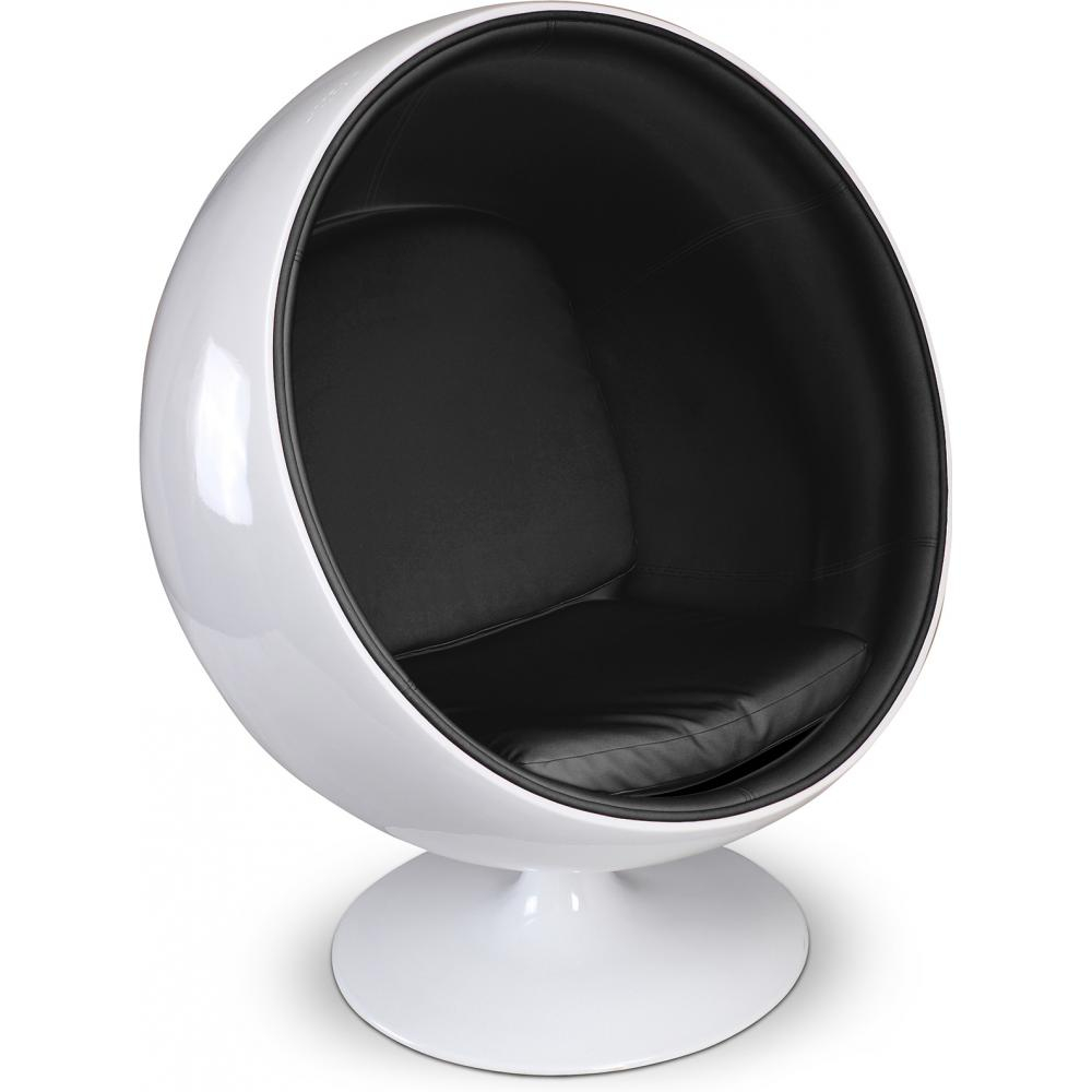  Buy Ball Design Armchair - Upholstered in Faux Leather - Batton Black 16499 - in the EU