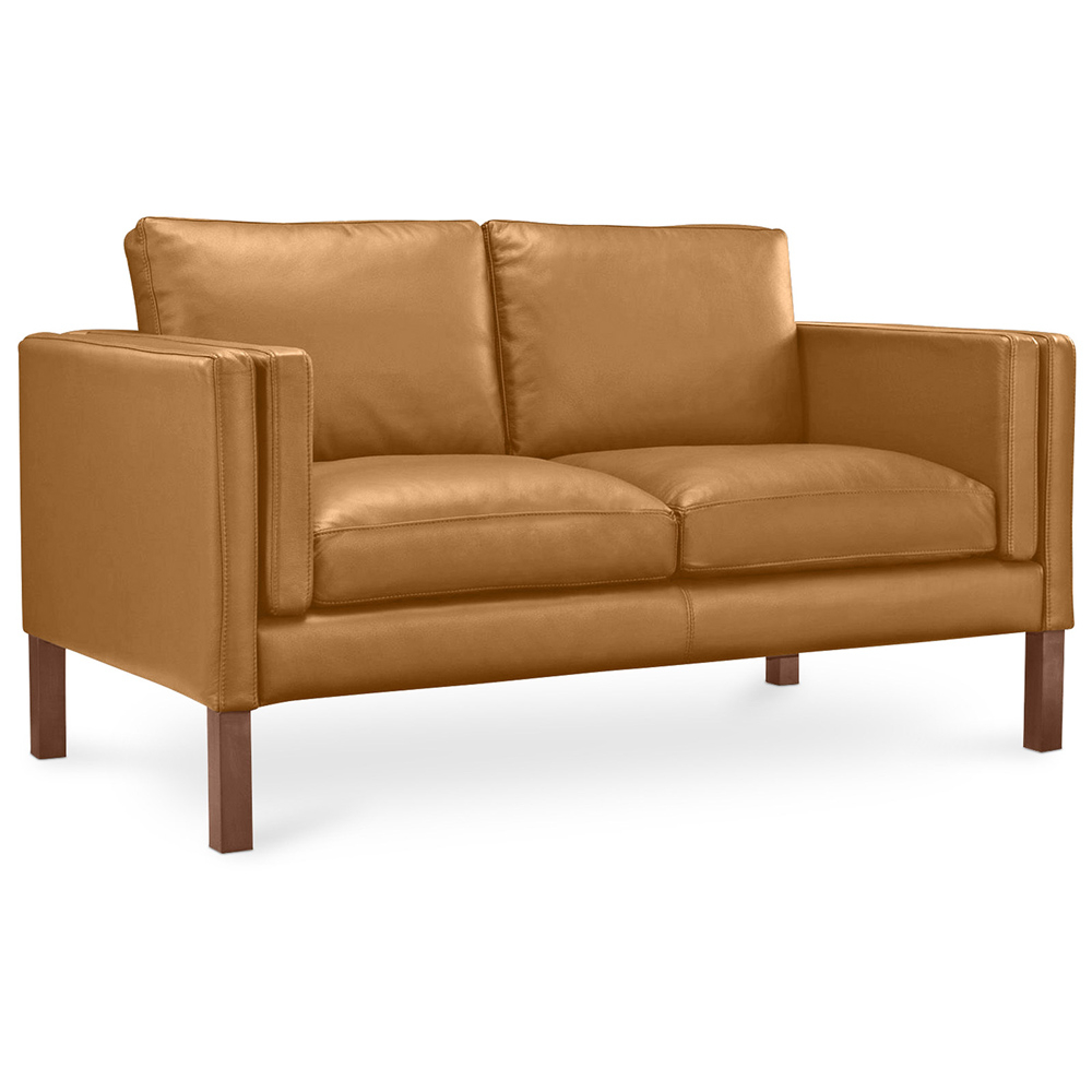  Buy Leather Upholstered Sofa - 2 Seater - Mordecai Light brown 13922 - in the EU