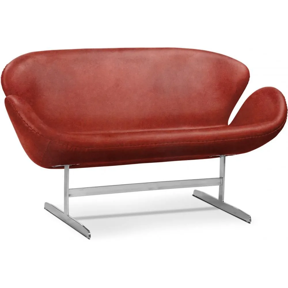Curved Sofa - Leather Upholstered - 2 Seater - Svin image 8