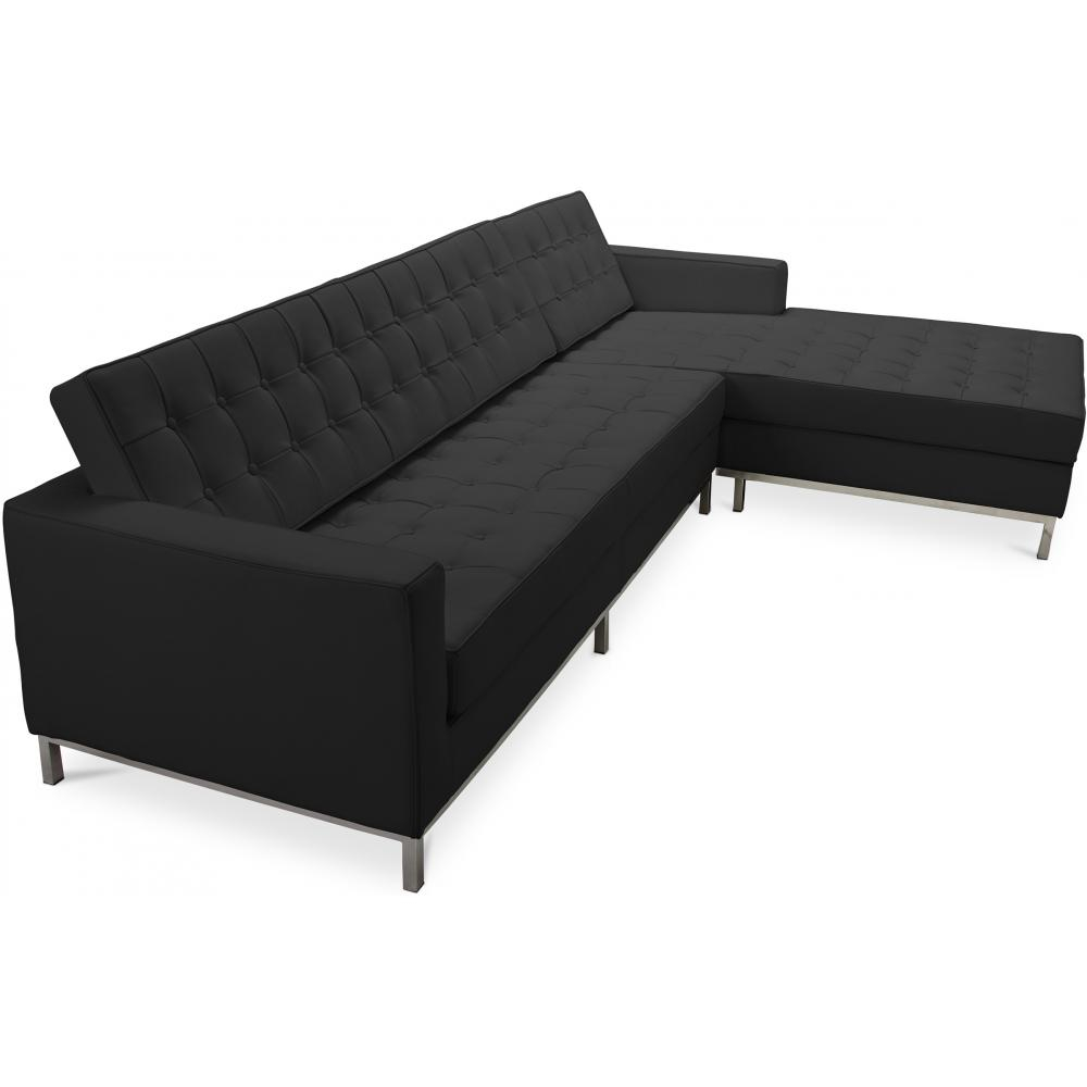  Buy Design Chaise Lounge - Leather Upholstered - Right - Sama Black 15185 - in the EU