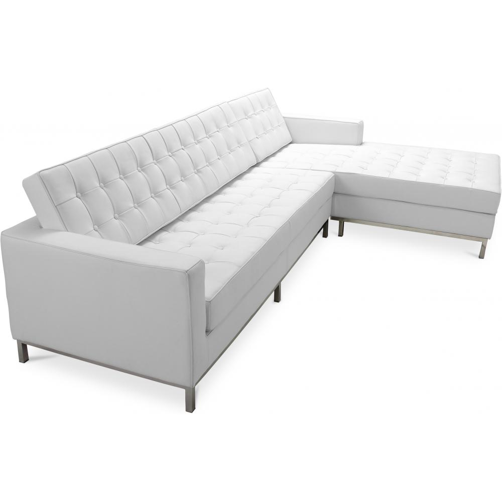  Buy Design Chaise Lounge - Leather Upholstered - Right - Sama White 15185 - in the EU