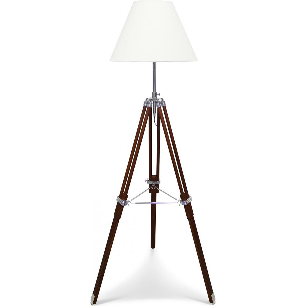  Buy Tripod Floor Lamp - Classic White Lampshade - Height Adjustable Brown 49152 - in the EU