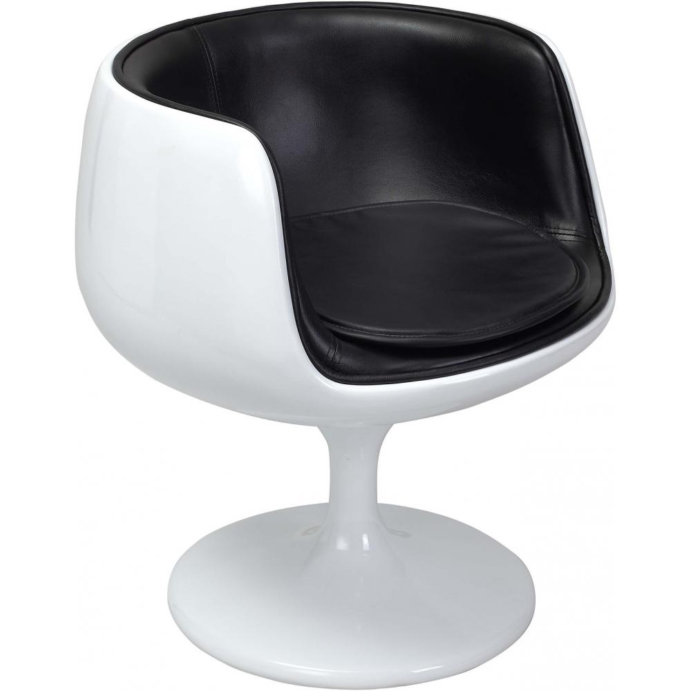  Buy Lounge Chair - White Designer Chair - Upholstered in Leather - Geneva Black 13159 - in the EU