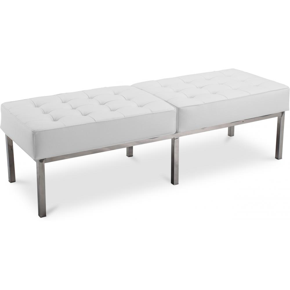  Buy Bench Upholstered in Leather - 3 Seats - Knoll White 13217 - in the EU
