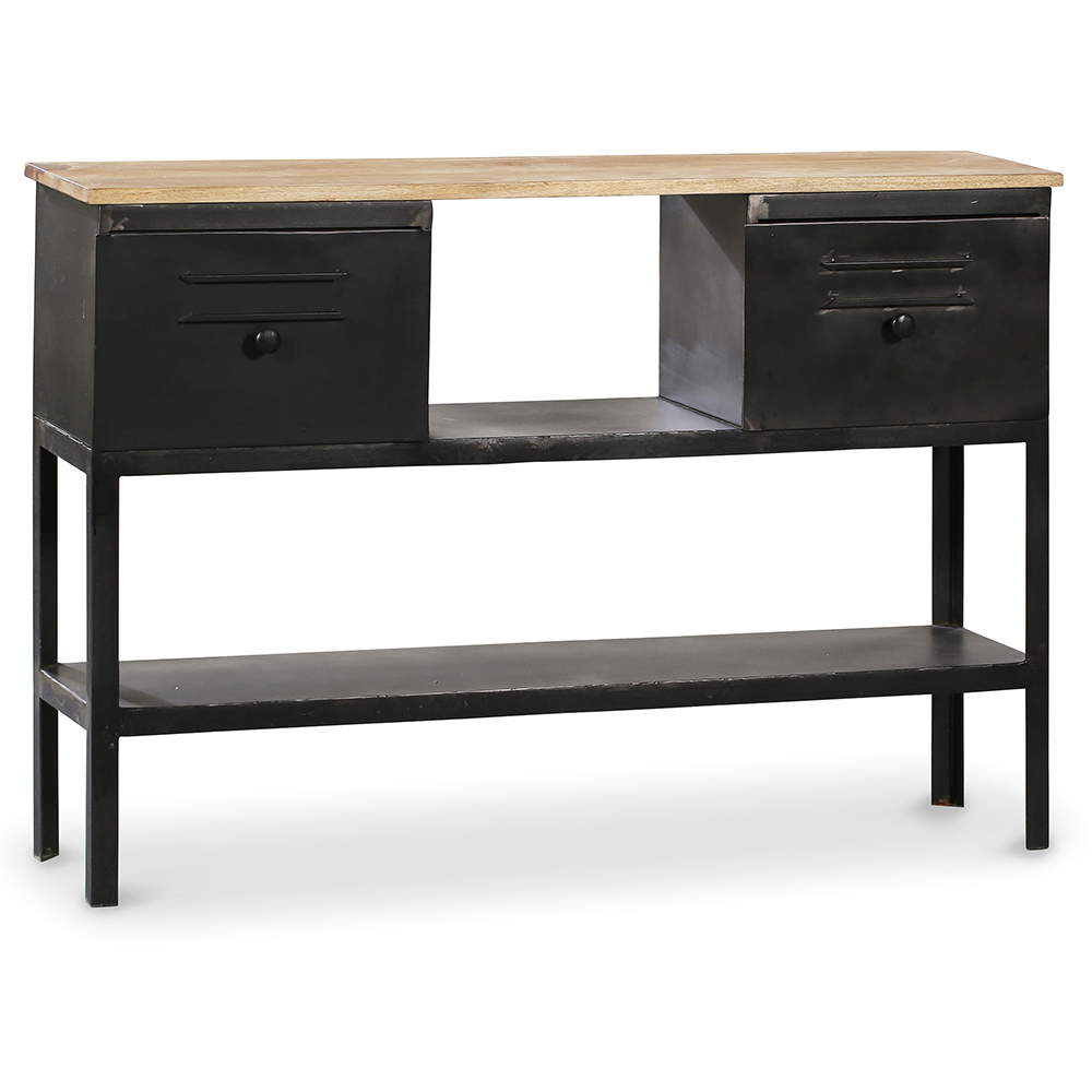  Buy Industrial console table 2 drawers metal Black 51318 - in the EU