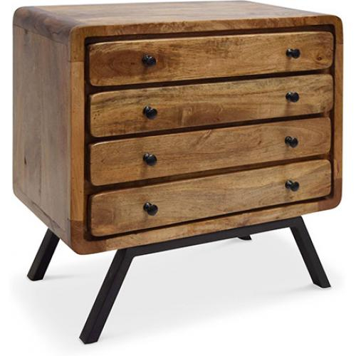  Buy Industrial Style Recycled wooden large Bedside table with 4 drawers  - Jason Brown 58530 - in the EU