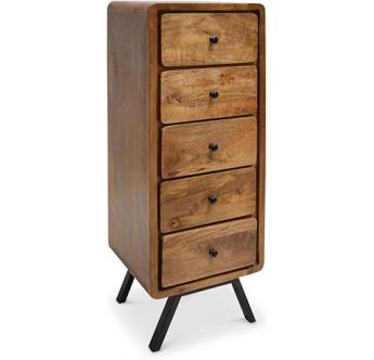  Buy Industrial Style Recycled tall wooden chest of drawers with 5 drawers  - Jason Brown 58529 - in the EU