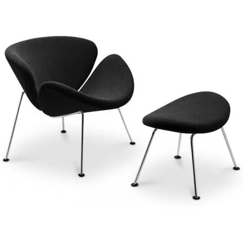 Designer Armchair with Footrest - Upholstered - Chunk image 8