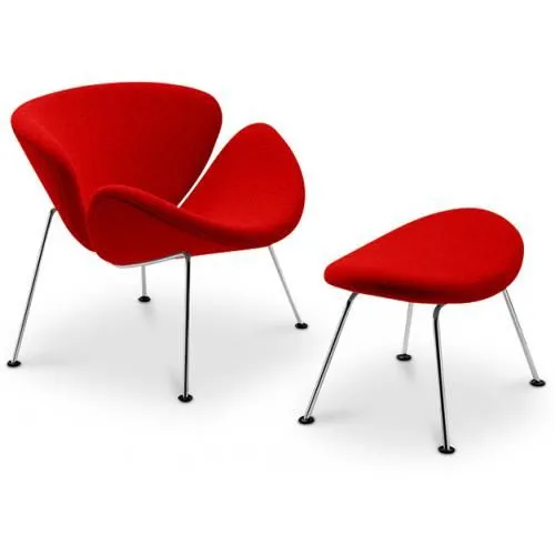 Designer Armchair with Footrest - Upholstered - Chunk image 8