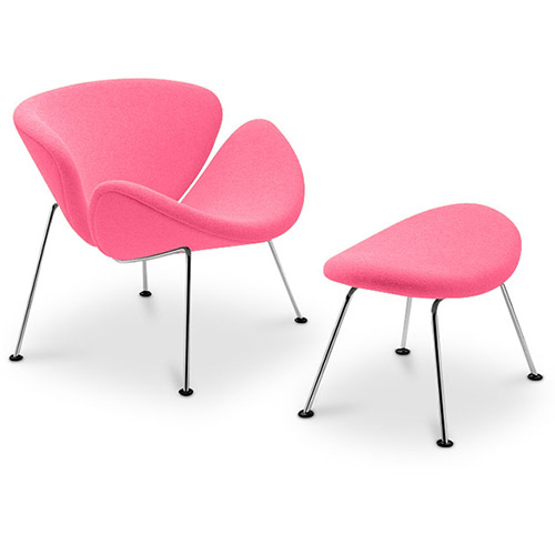  Buy Designer Armchair with Footrest - Upholstered - Chunk Pink 16762 - in the EU