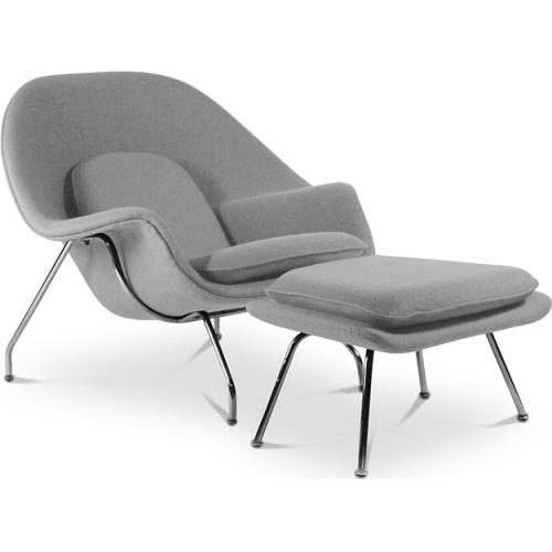  Buy Designer Armchair with Footrest - Upholstered in Fabric - Womb Light grey 16503 - in the EU