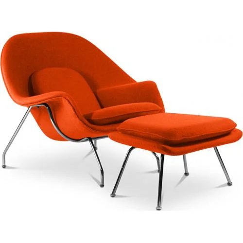 Designer Armchair with Footrest - Upholstered in Fabric - Womb image 8