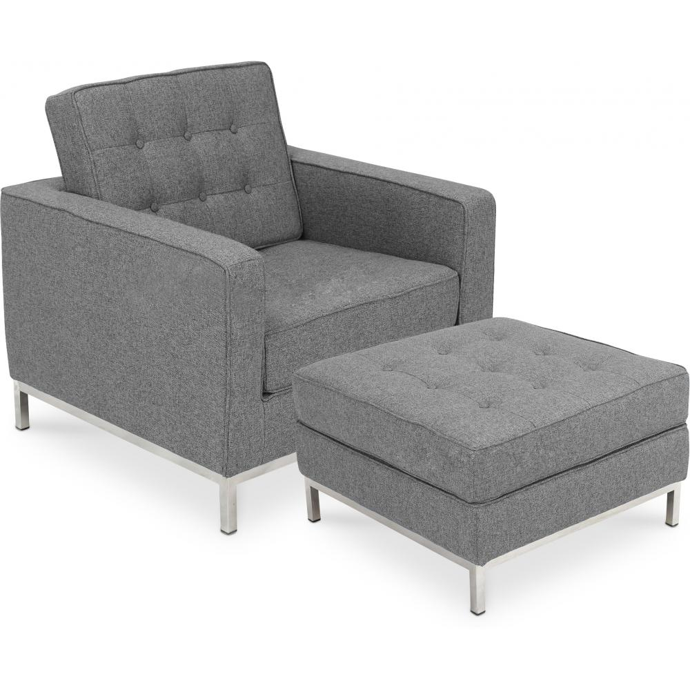  Buy Designer Armchair with Footrest - Upholstered in Cashmere - Konel Light grey 16513 - in the EU