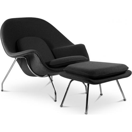  Buy Designer Armchair with Footrest - Upholstered in Fabric - Womb Black 16503 - in the EU
