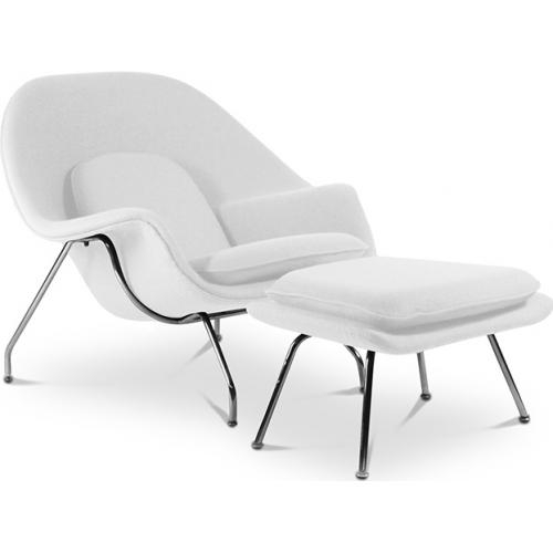  Buy Designer Armchair with Footrest - Upholstered in Fabric - Womb White 16503 - in the EU