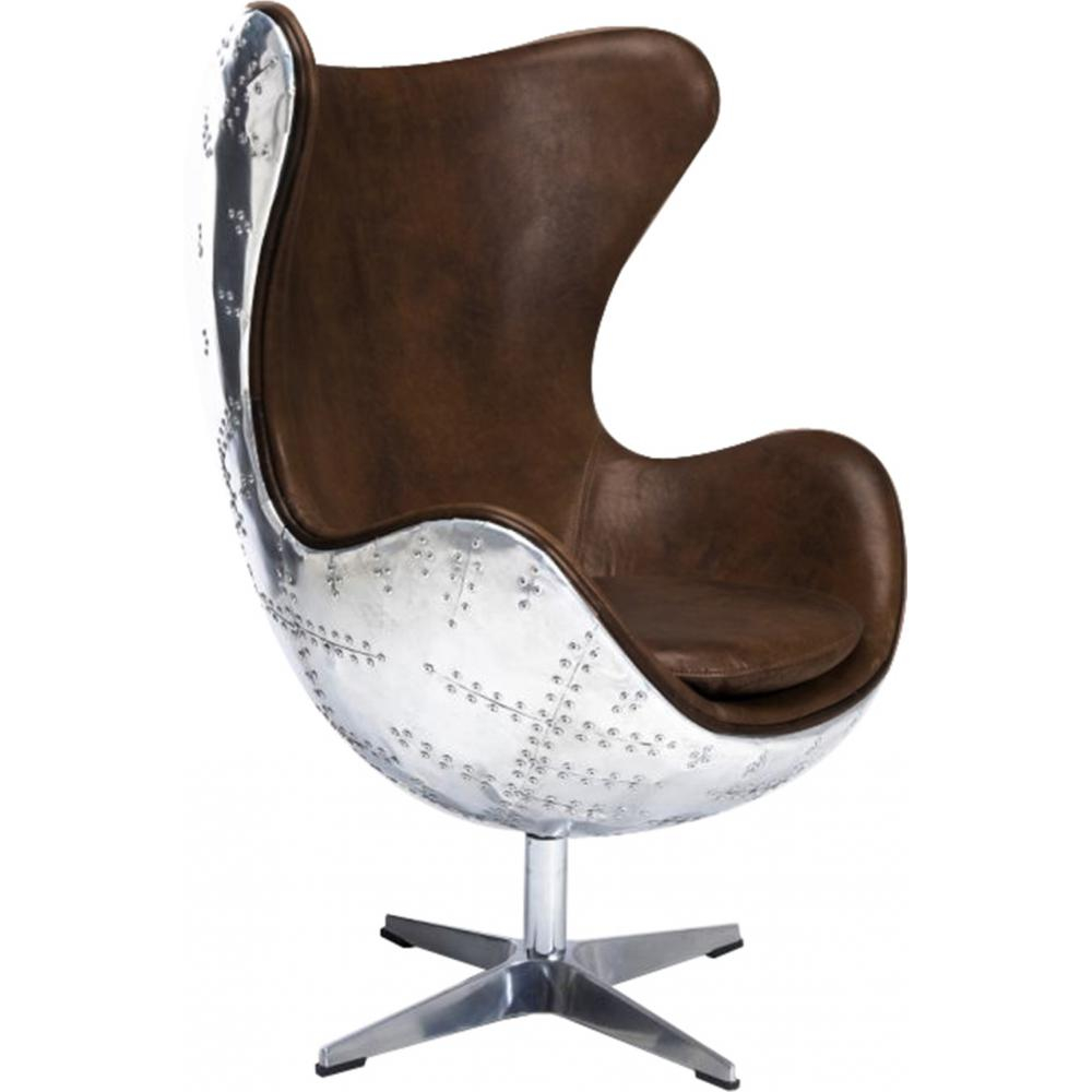  Buy Armchair with Armrests - Aviator Style - Leather and Metal - Cocoon Brown 25627 - in the EU