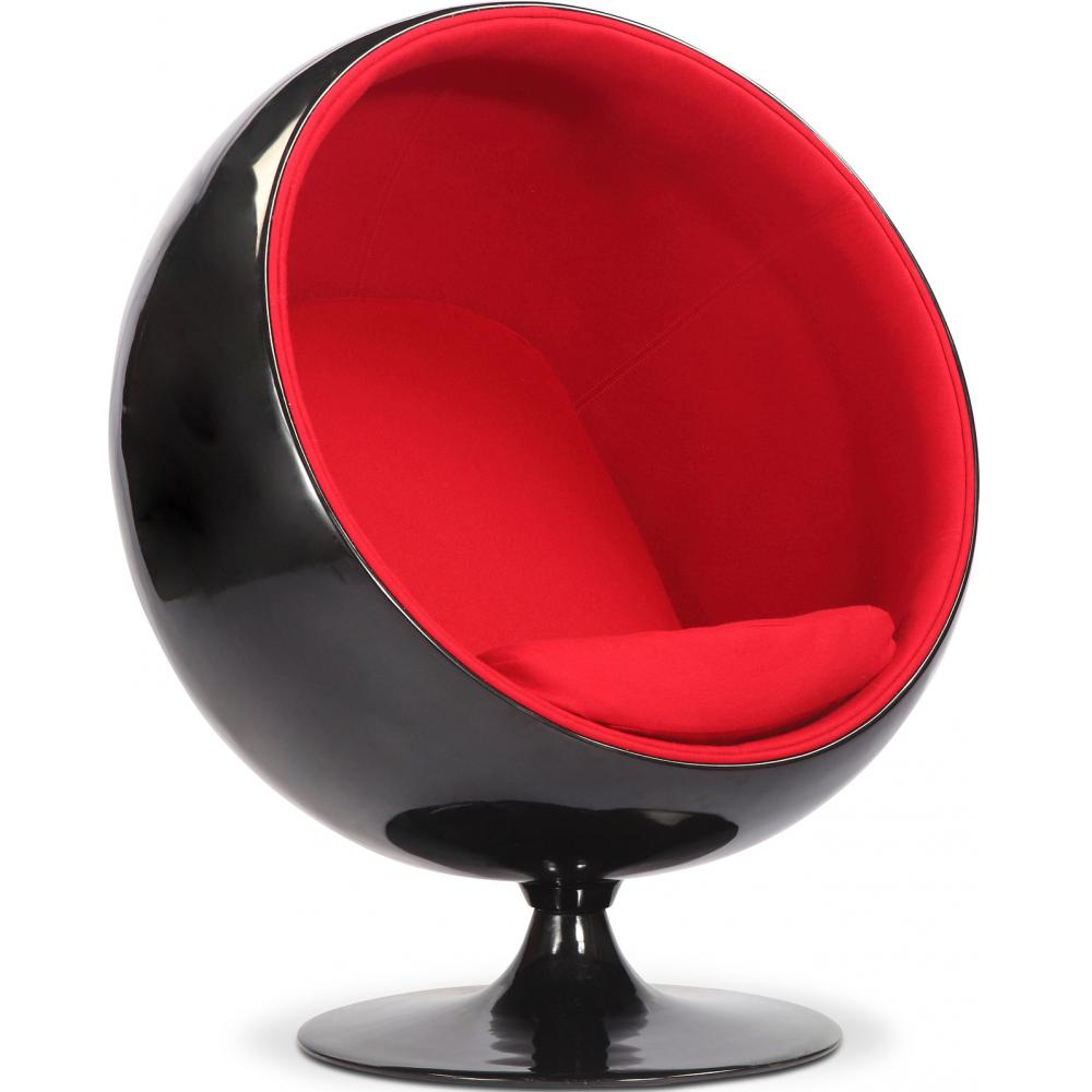  Buy Ball Chair - Eero Aarnio style - Black Shell and Red Interior - Fabric Red 19537 - in the EU
