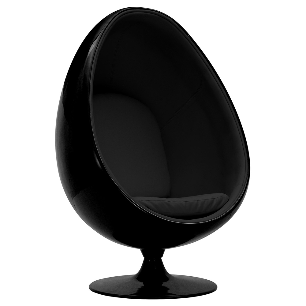  Buy Egg Design Armchair - Upholstered in Faux Leather - Eny Black 44502 - in the EU