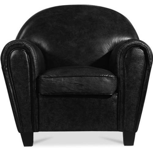  Buy Armchair with Armrests - Upholstered in Leather - Club Black 54287 - in the EU