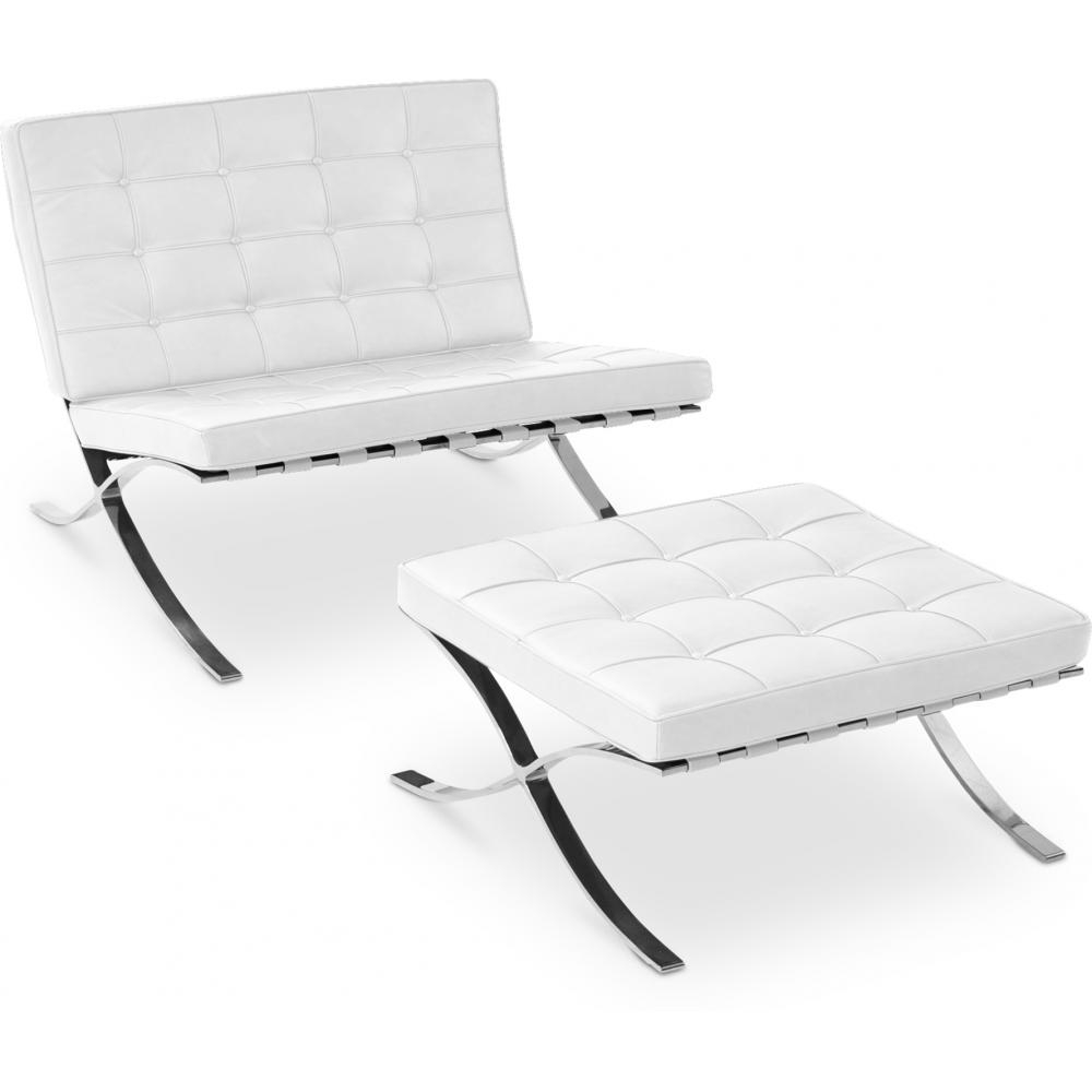  Buy Designer Armchair with Footrest - Upholstered in Faux Leather - Town White 13183 - in the EU