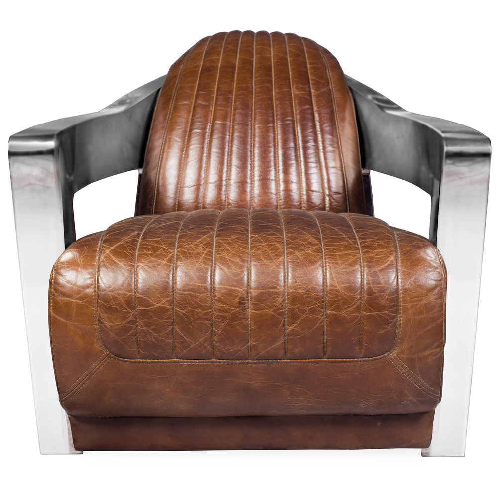  Buy 
Design Armchair with Armrests - Upholstered in Leather - Lounge Steel 48374 - in the EU