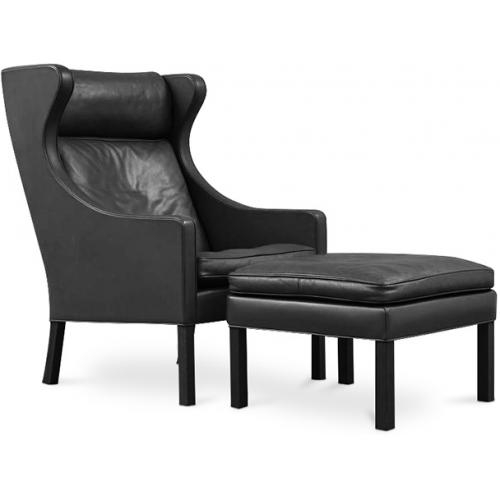  Buy Armchair with Footrest - Upholstered in Leather - Micah Black 15450 - in the EU