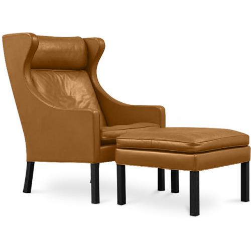  Buy Armchair with Footrest - Upholstered in Leather - Micah Light brown 15450 - in the EU