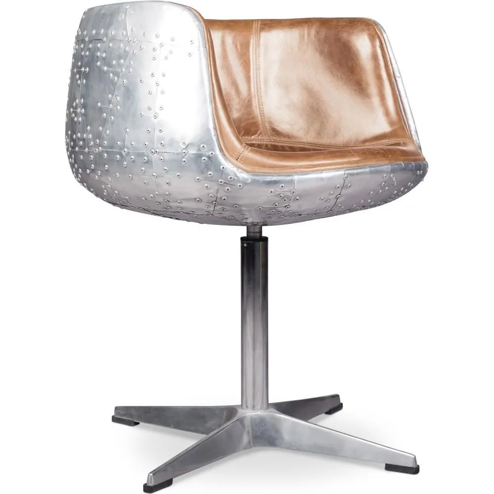 Lounge Chair - Design Chair - Leather & Metal - Cognac image 8