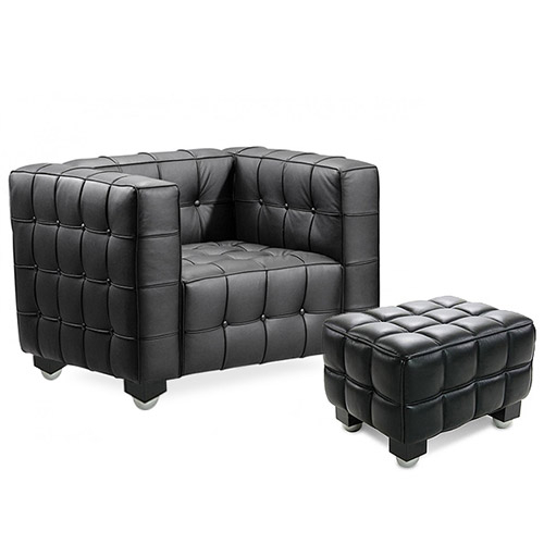  Buy Nubus  Armchair with Matching Ottoman - Premium Leather Black 13187 - in the EU
