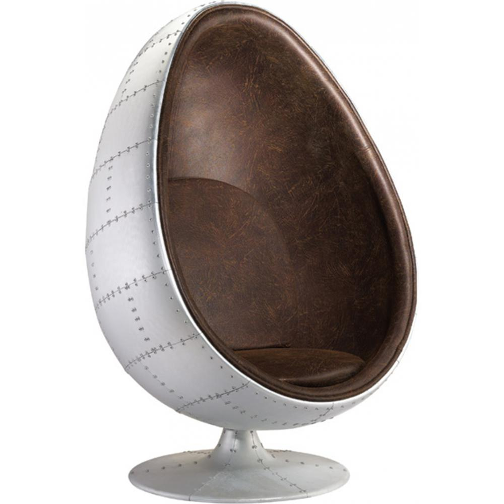  Buy Aviator Style Egg Design Armchair - Upholstered in Faux Leather - Eny Brown 25624 - in the EU
