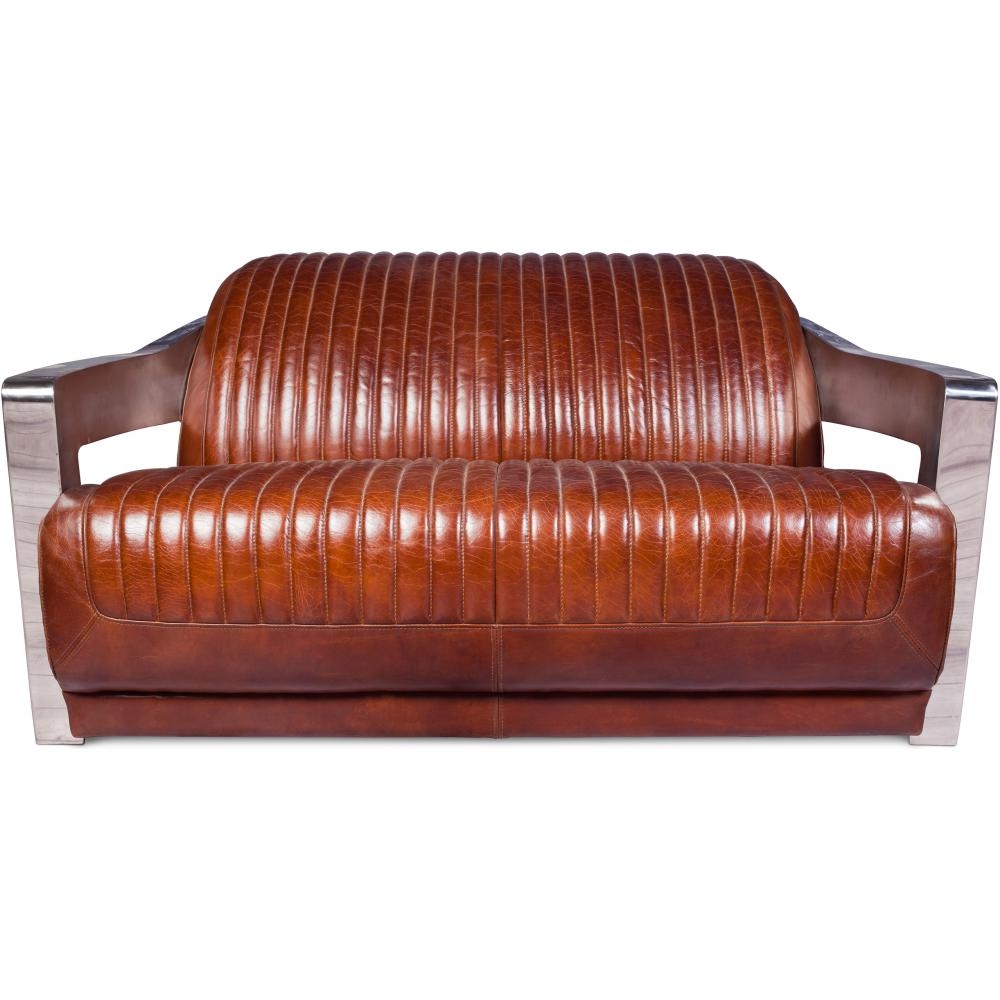  Buy Design Sofa Churchill Lounge 2 places Leather & Stainless Steel Vintage brown 48369 - in the EU