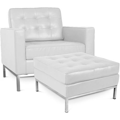  Buy Designer Armchair with Footrest - Upholstered in Faux Leather - Konel White 16514 - in the EU