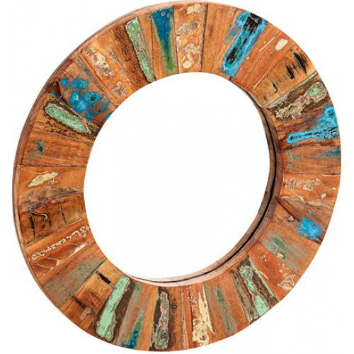  Buy Vintage Round recycled wooden mirror Multicolour 58504 - in the EU