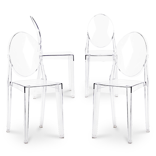  Buy Pack of 4 Dining Chairs Transparent - Victoria Queen Transparent 16459 - in the EU