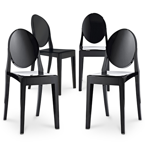  Buy Pack of 4 Dining Chairs Transparent - Victoria Queen Black 16459 - in the EU