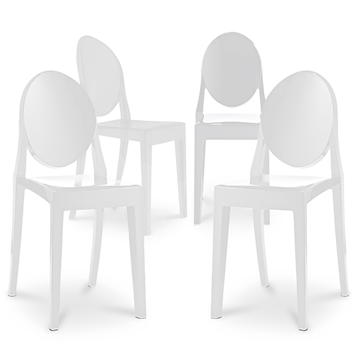  Buy Pack of 4 Dining Chairs Transparent - Victoria Queen White 16459 - in the EU